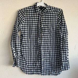 J. Crew button down shirt, navy and gray Gingham